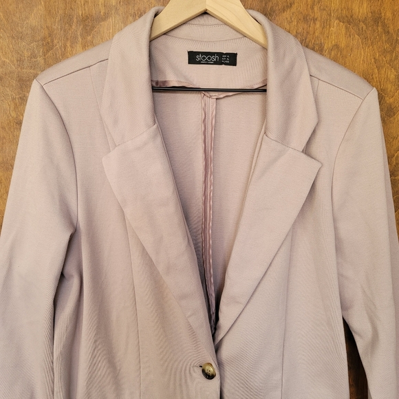 Stoosh dusty pink unlined one button tunic length stretch blazer vented XL - Picture 2 of 7